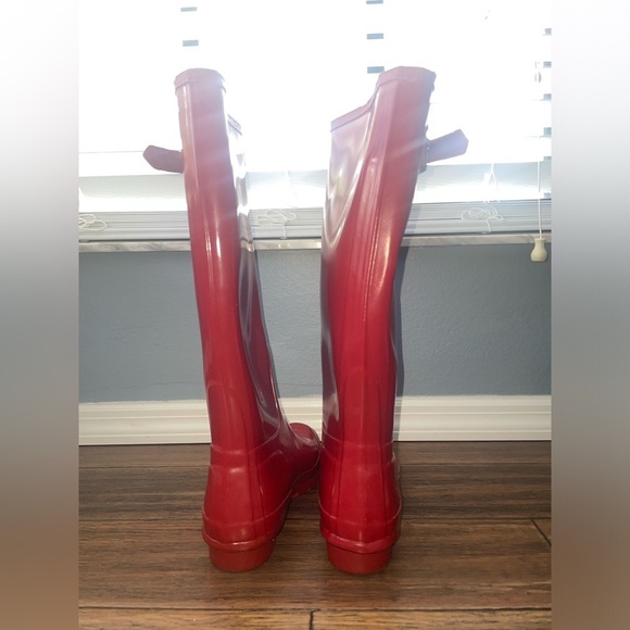 Classic❤️Hunter boots Glossy red boots rain boots winter mudding fall boots - Picture 8 of 12